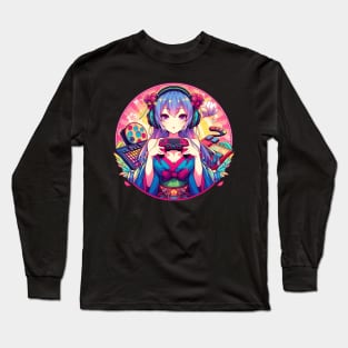 Otaku kawaii gamer girl Long Sleeve T-Shirt